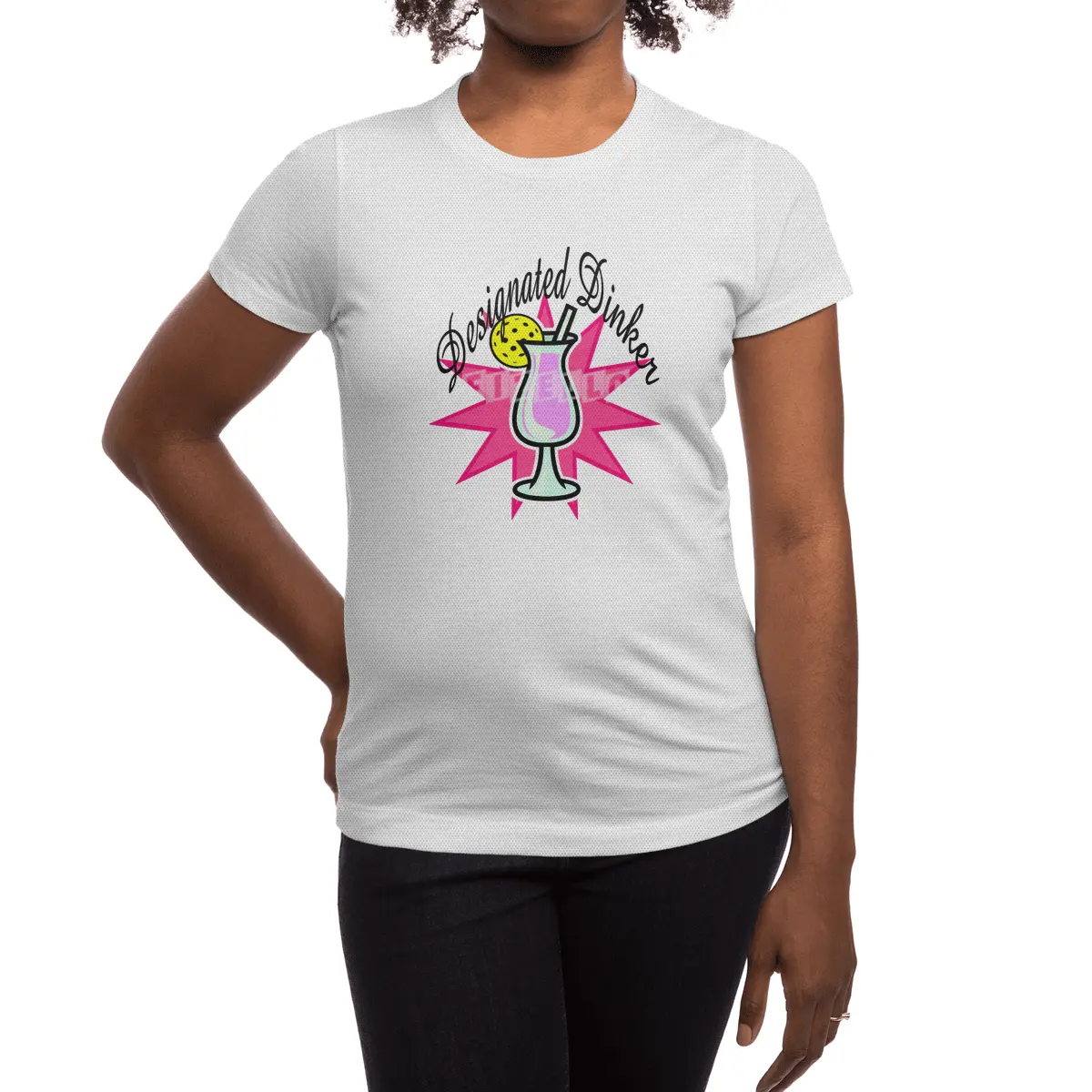 Designated Dinker - Pink Cocktail with Pickleball Pineapple Spor T-Shirt