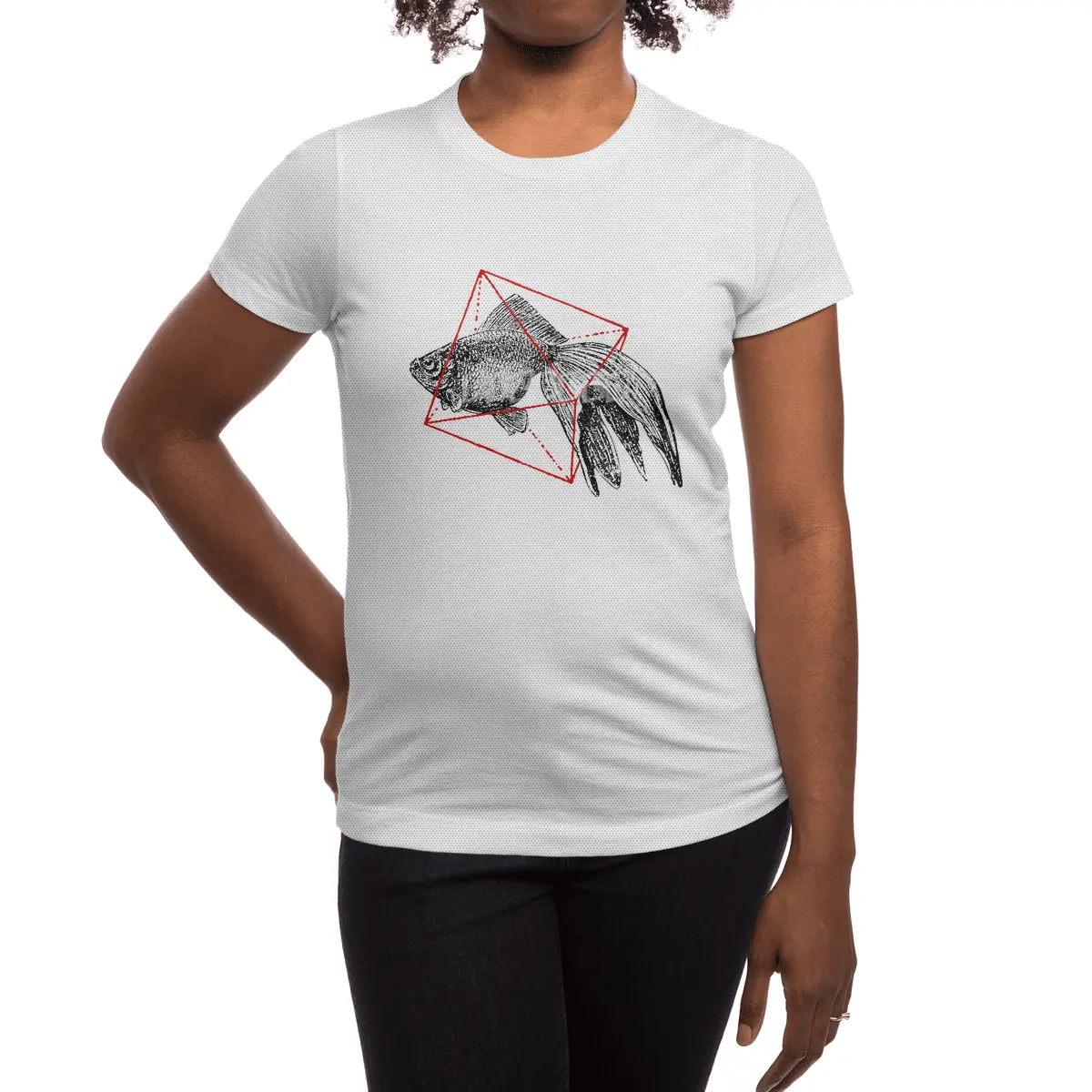 Fish in Geometrics Spor T-Shirt