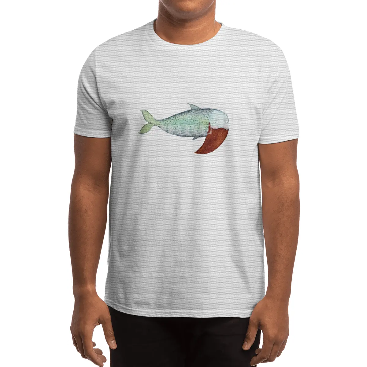 Fish with Beard Spor T-Shirt