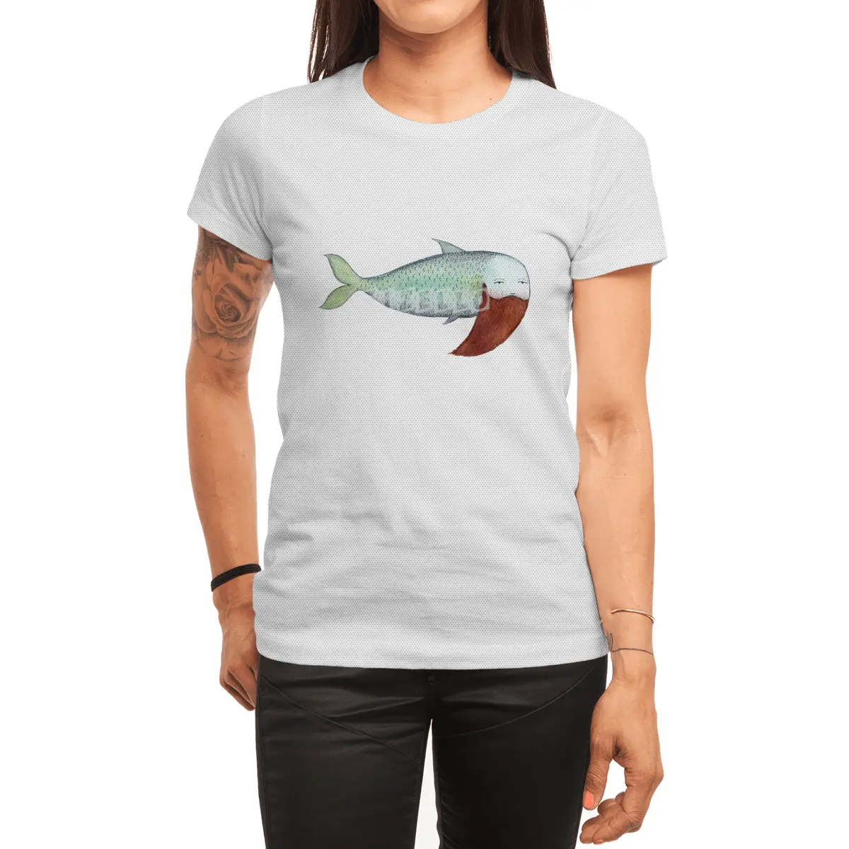 Fish with Beard Spor T-Shirt