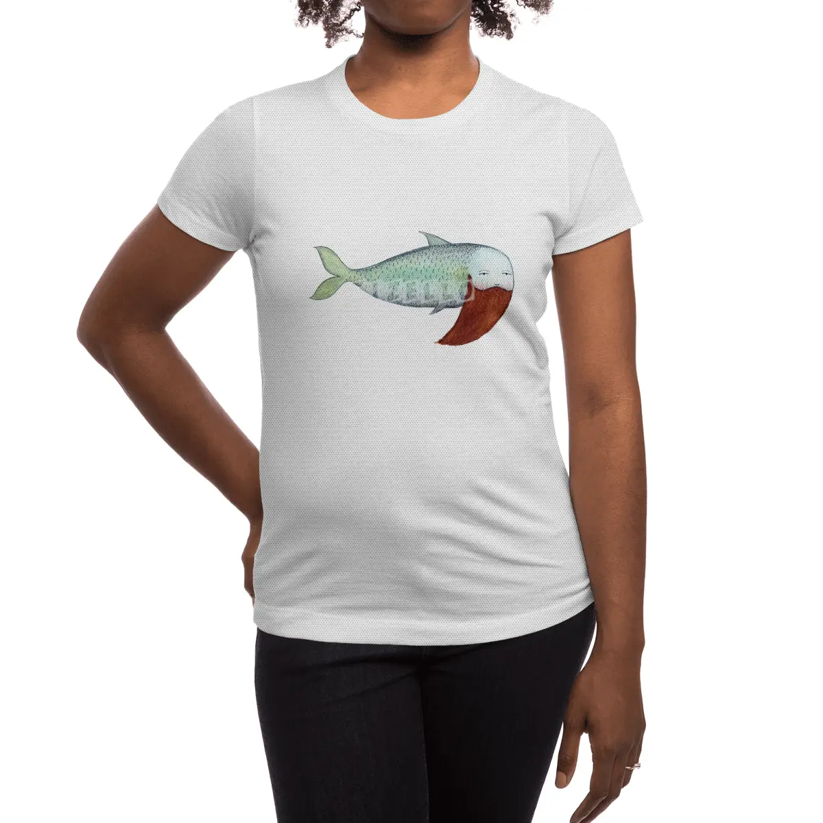 Fish with Beard Spor T-Shirt