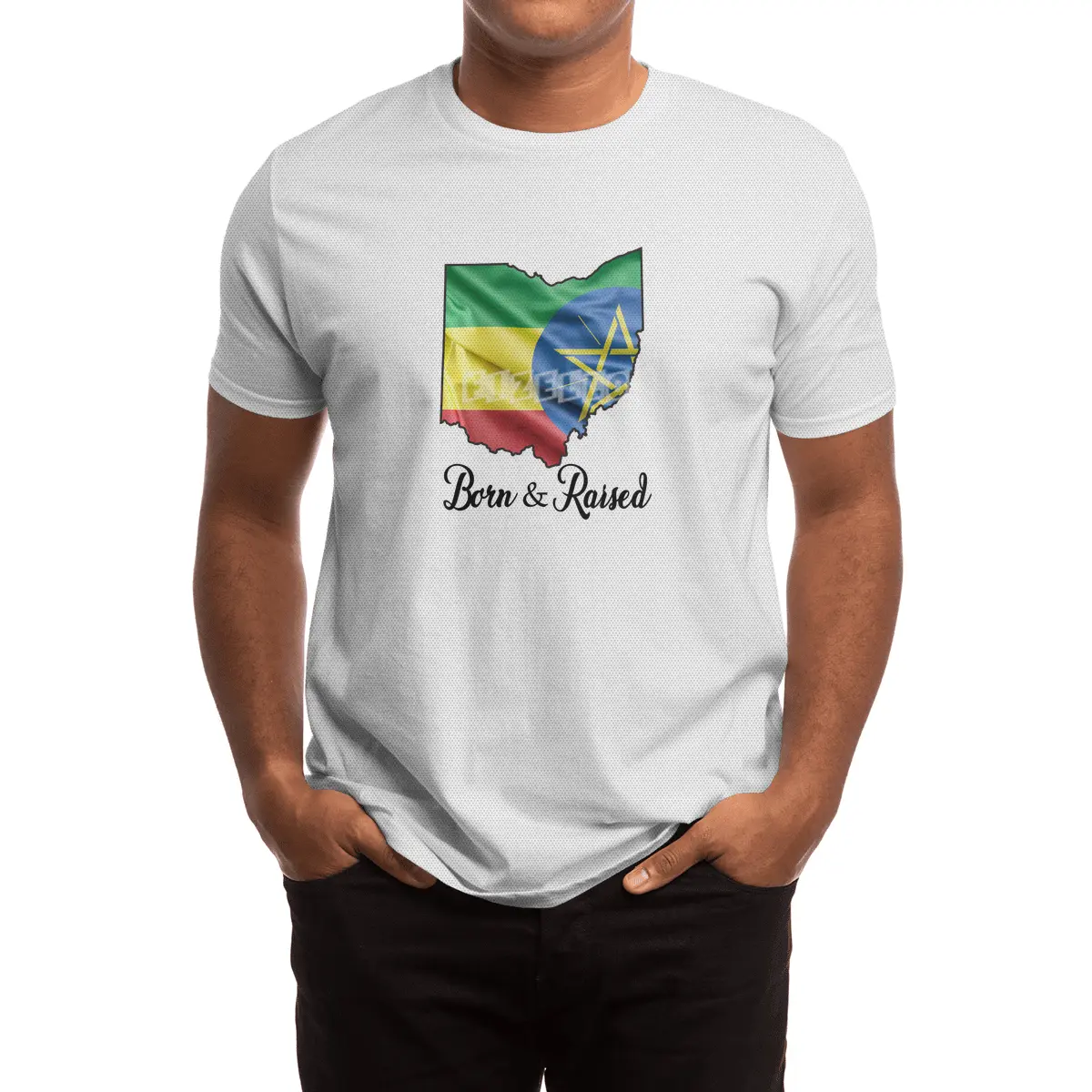 Born in Ethiopia Raised in Ohio Spor T-Shirt