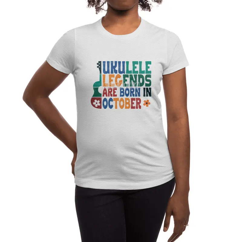 Ukulele Legends are born in October Spor T-Shirt