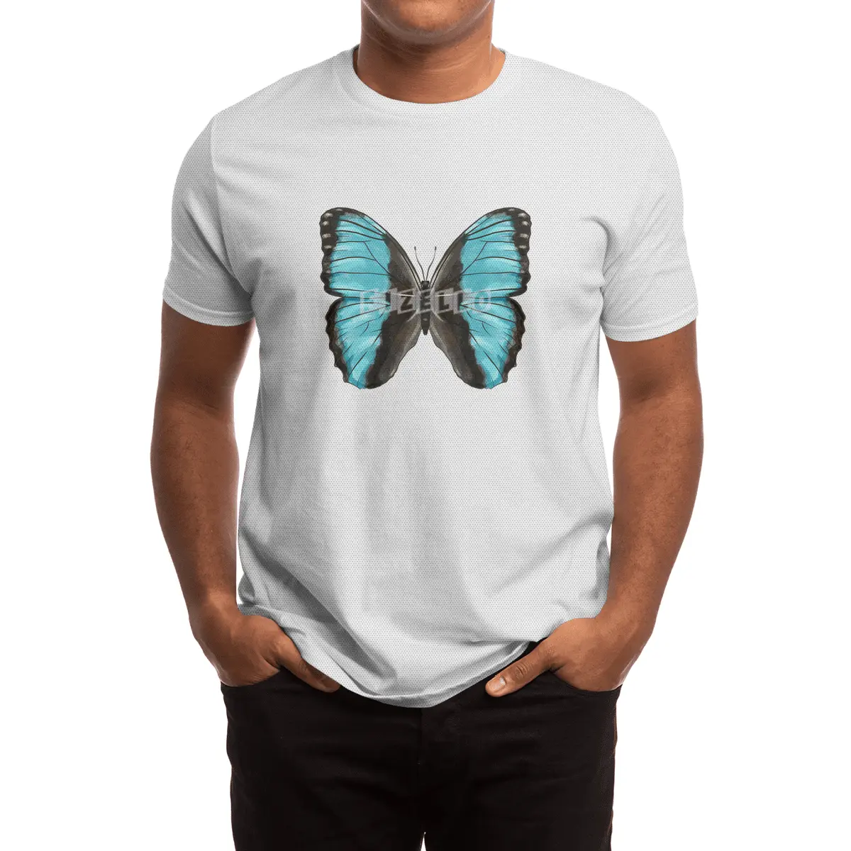 Blue Butterfly Insect Art Spor T-Shirt