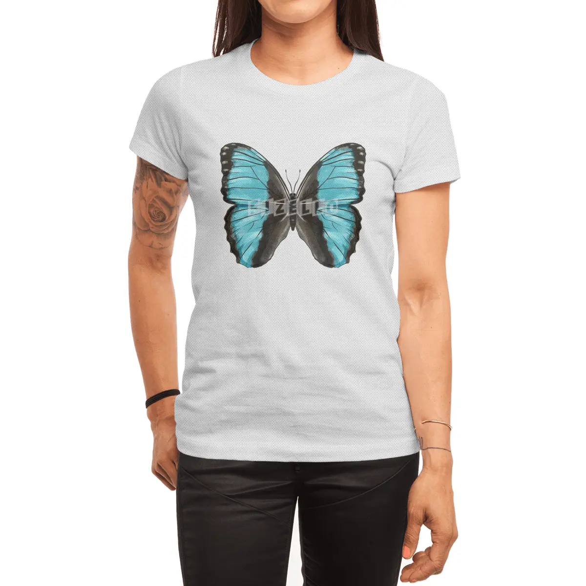 Blue Butterfly Insect Art Spor T-Shirt