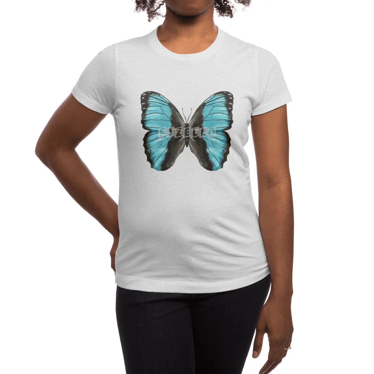 Blue Butterfly Insect Art Spor T-Shirt