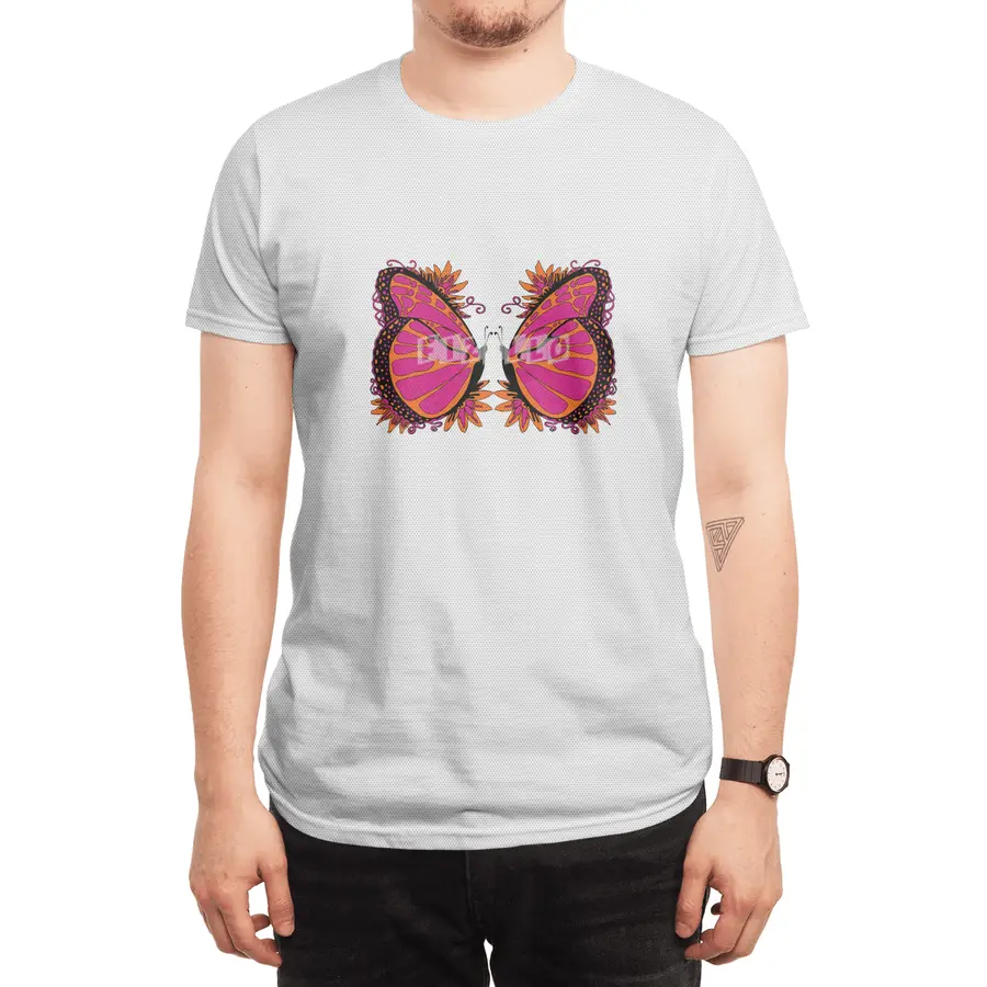 Pink and Orange Polka Dot Butterfly Spor T-Shirt