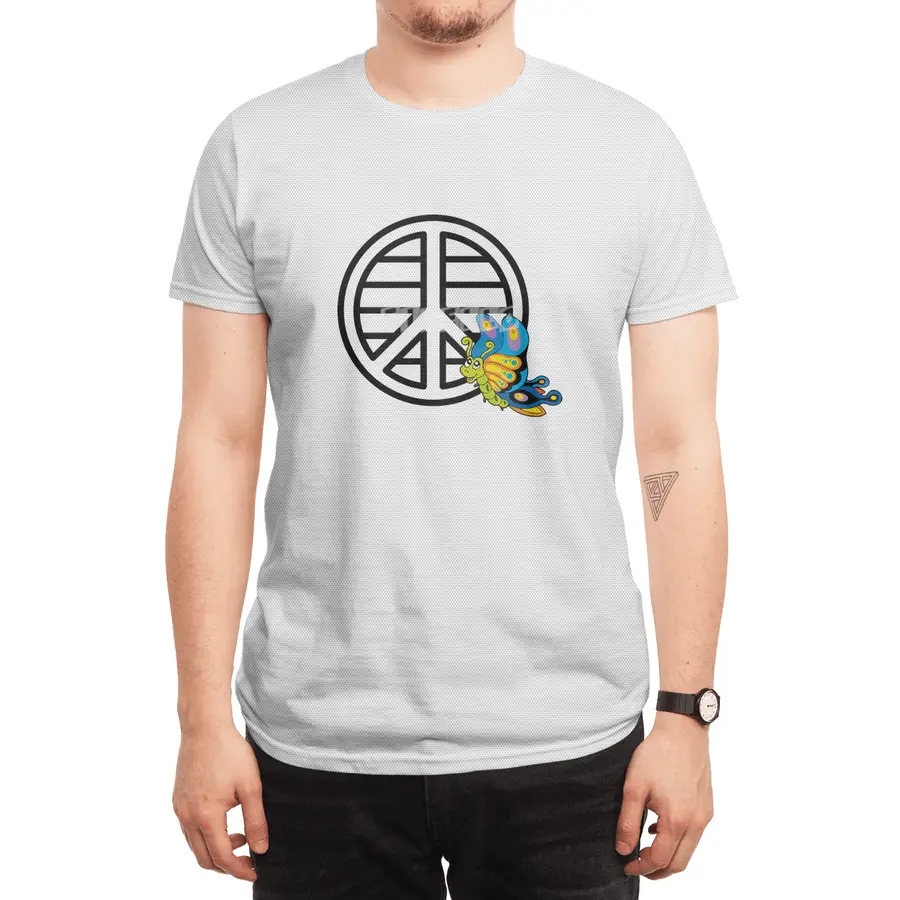 Butterfly & Peace Sign Spor T-Shirt