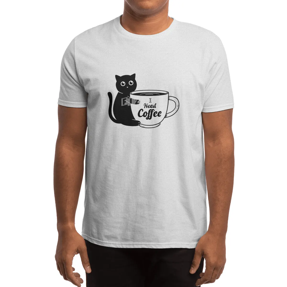 Cat I need Coffee Spor T-Shirt