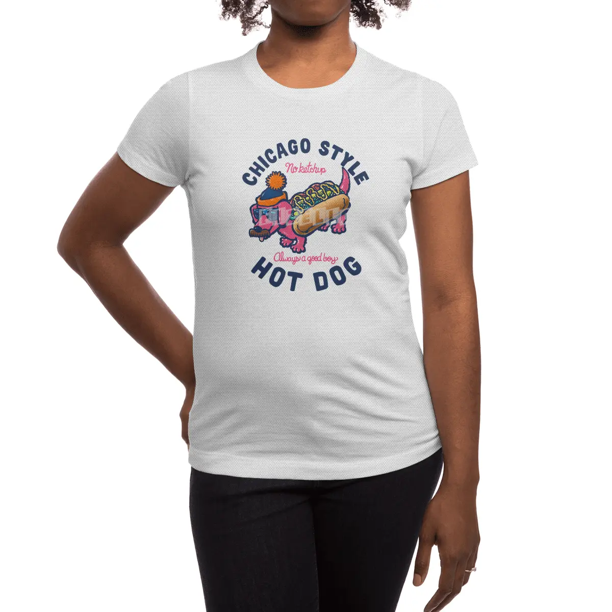 Da Chicago Dog With Text Spor T-Shirt