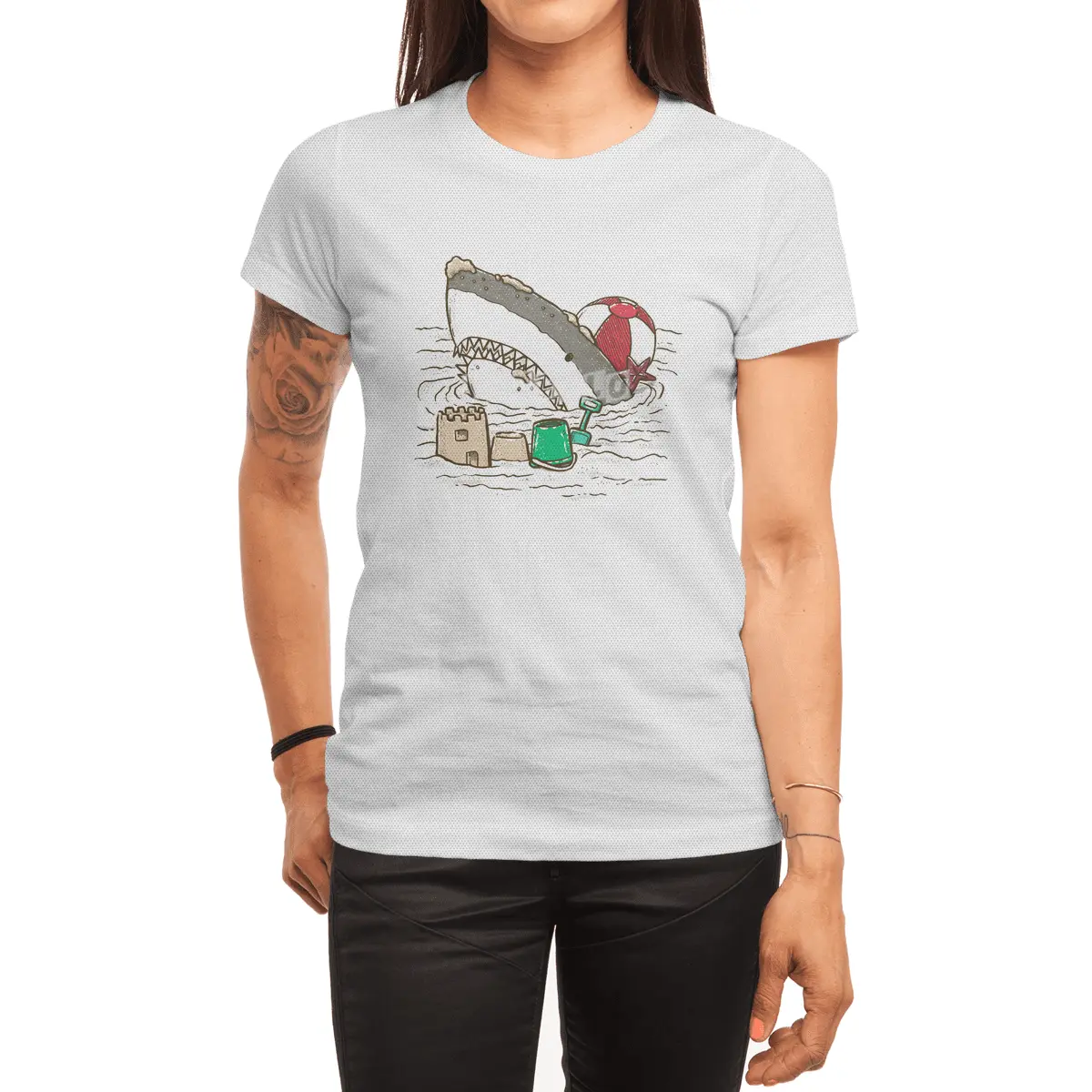 Sandy Beach Shark Spor T-Shirt