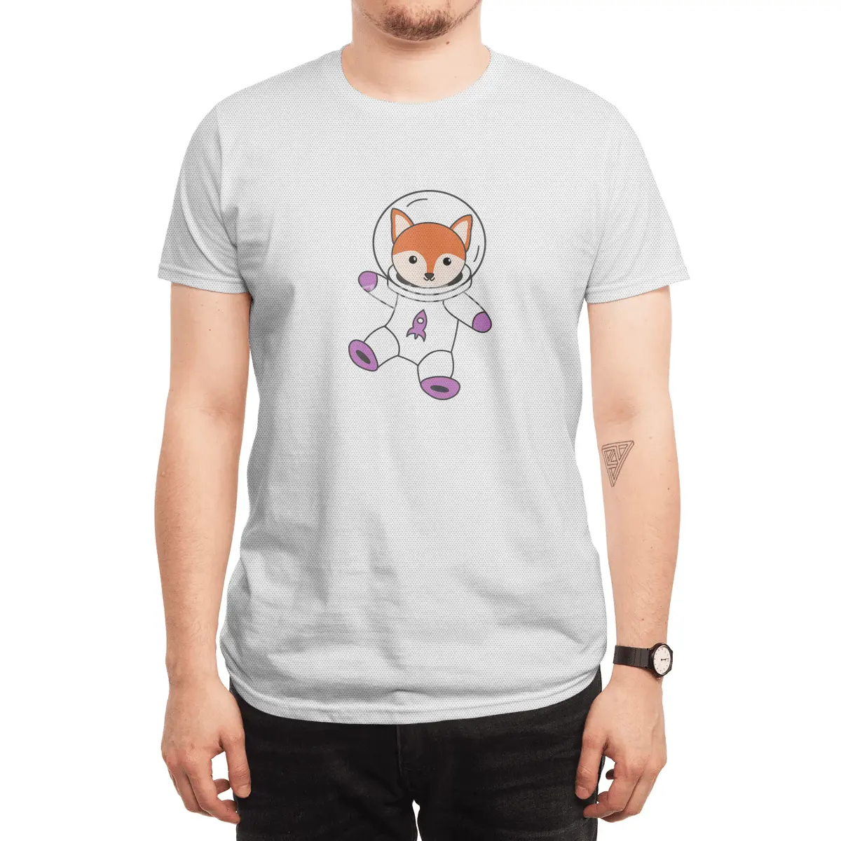 Astronaut Fox Orange Cute Animals Earth Mars Spor T-Shirt