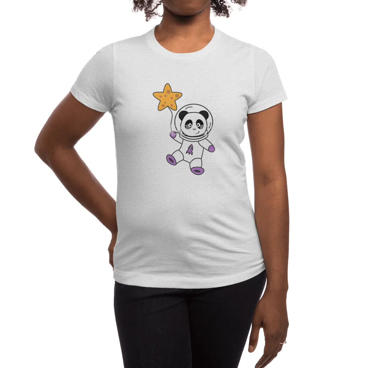 Astronauts Pandas Planet Earth Space Star Spor T-Shirt