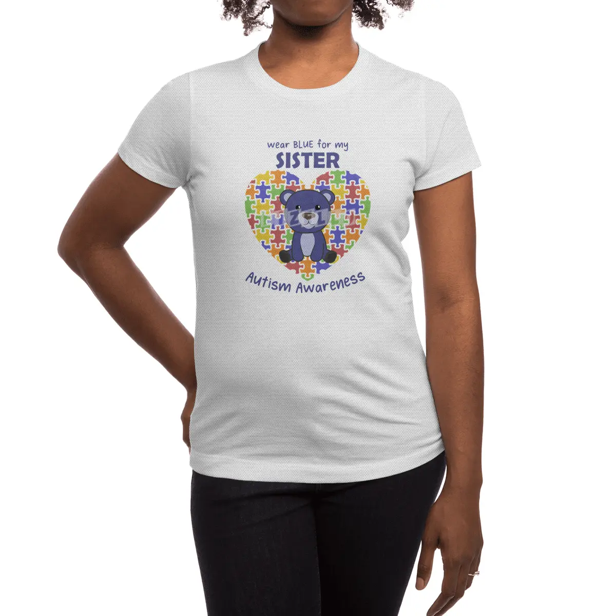Autism Awareness Wear Blue For My Sister Spor T-Shirt