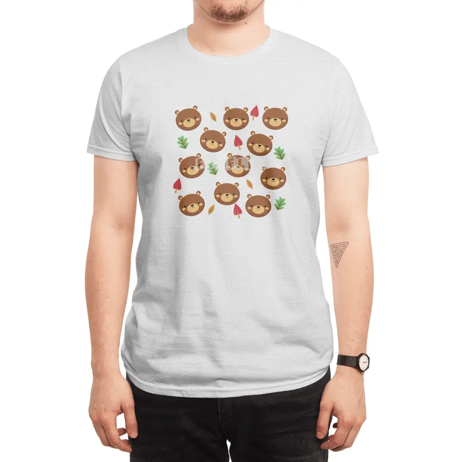 Bear Bears Pattern Leaves Cute Animals Forest Spor T-Shirt