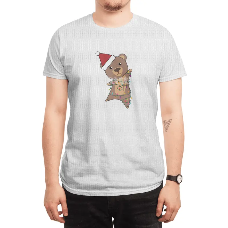 Bear Christmas Fairy Lights Cute Animals Kids Spor T-Shirt