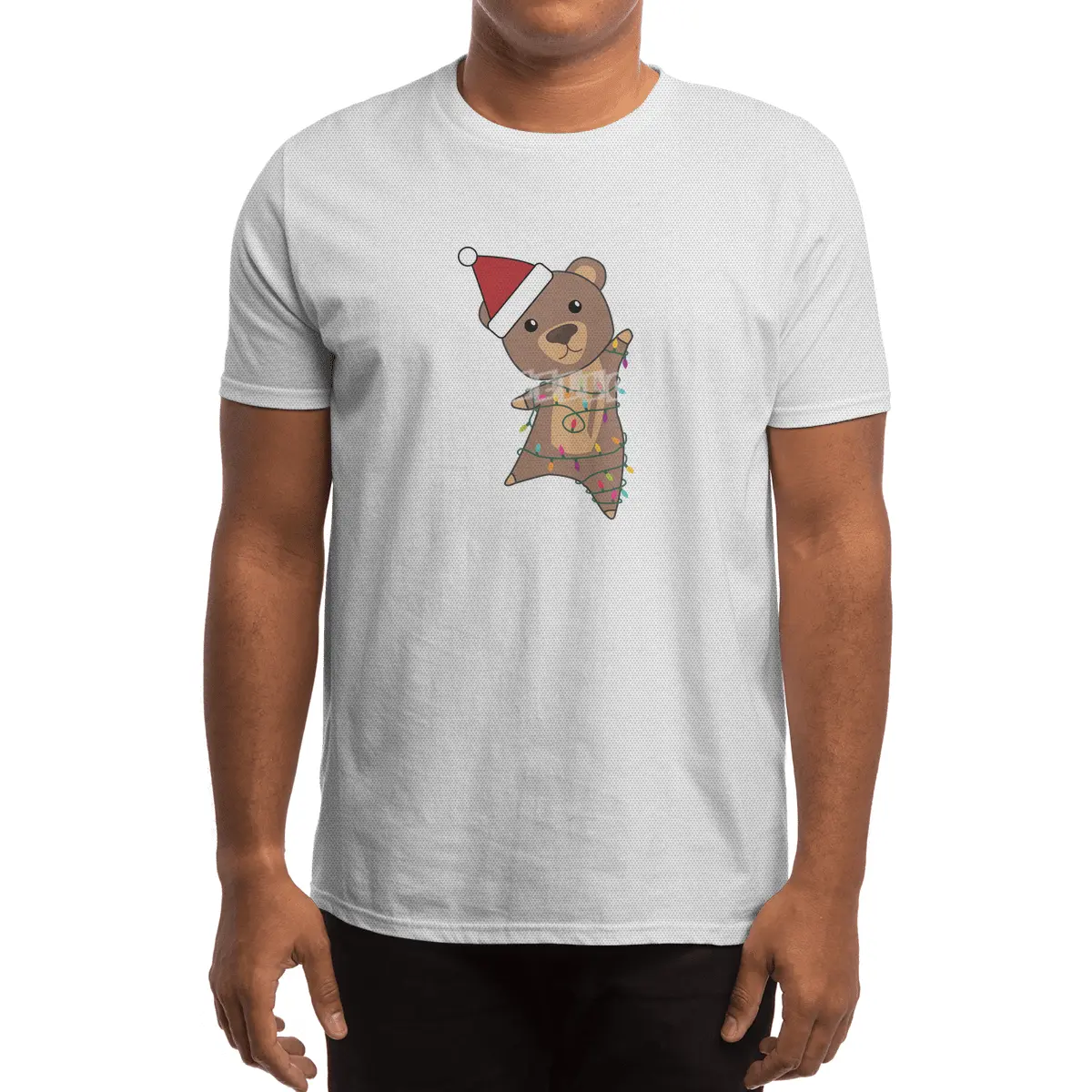 Bear Christmas Fairy Lights Cute Animals Kids Spor T-Shirt
