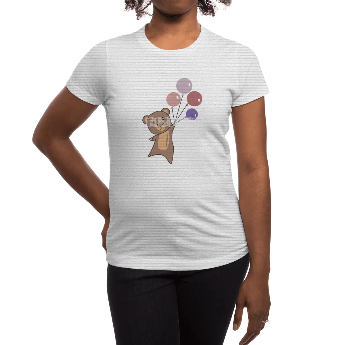 Bear Flies Up With Balloons Cute Animals Spor T-Shirt