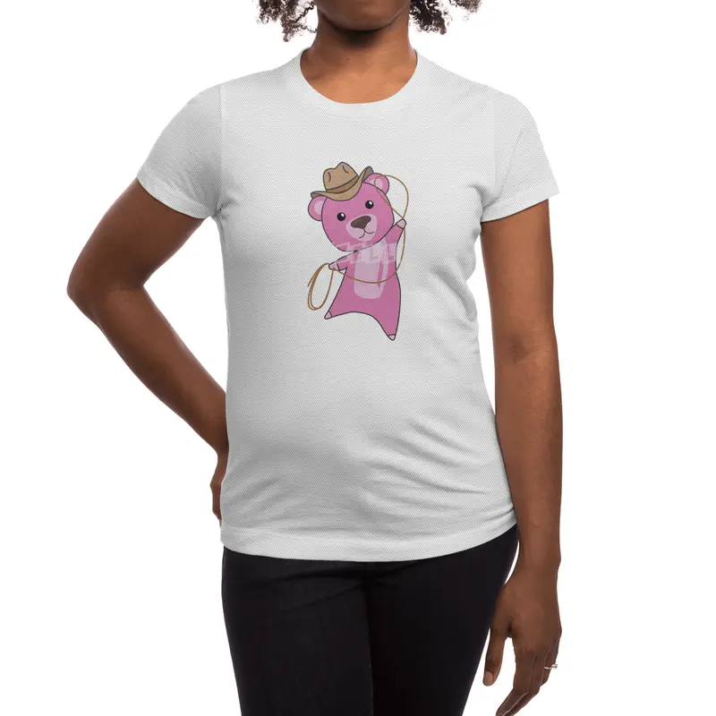 Bear Pink Cowboy Lasso Cute Animals For Kids Spor T-Shirt