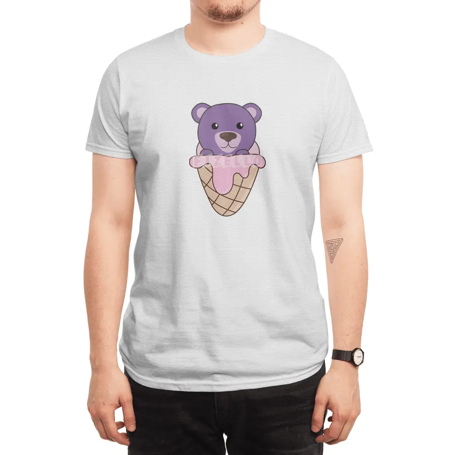 Bear Purple Pink Ice Cream Waffle Sweet Animals Spor T-Shirt