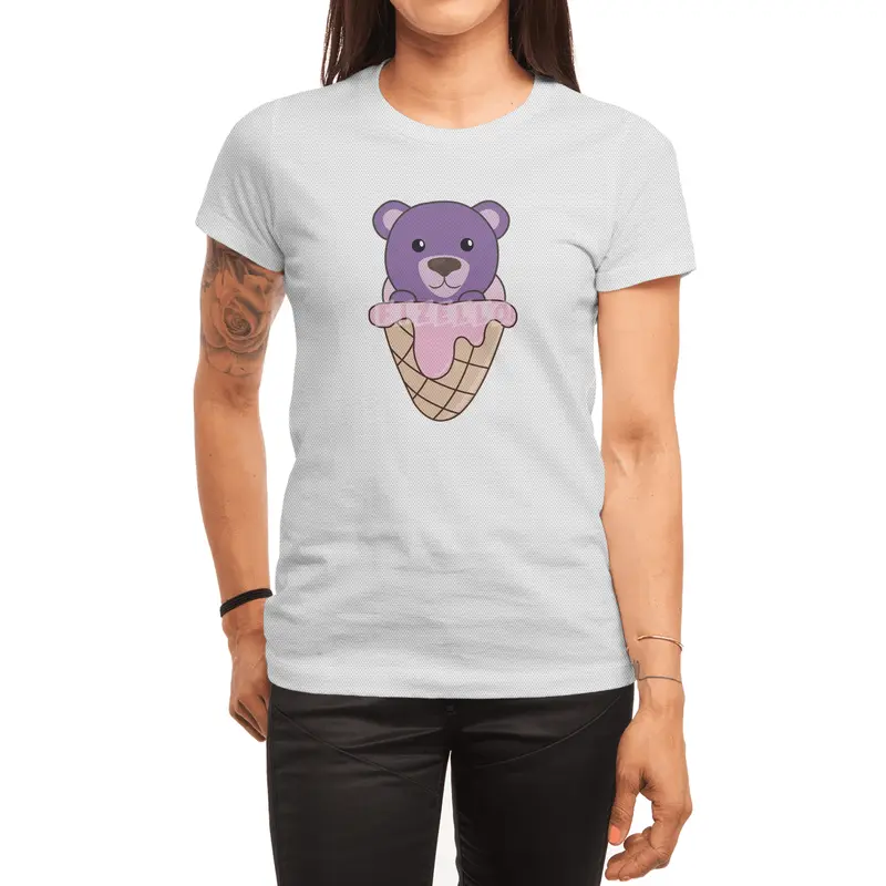 Bear Purple Pink Ice Cream Waffle Sweet Animals Spor T-Shirt