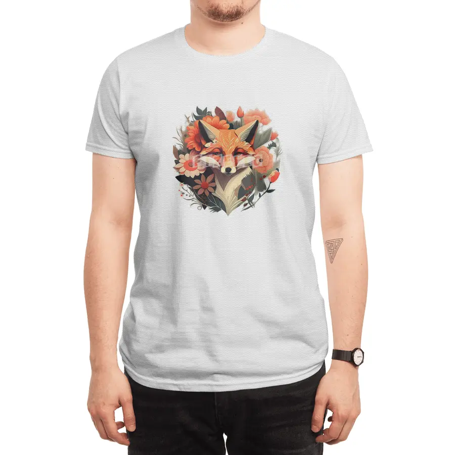 fox with flowers Spor T-Shirt