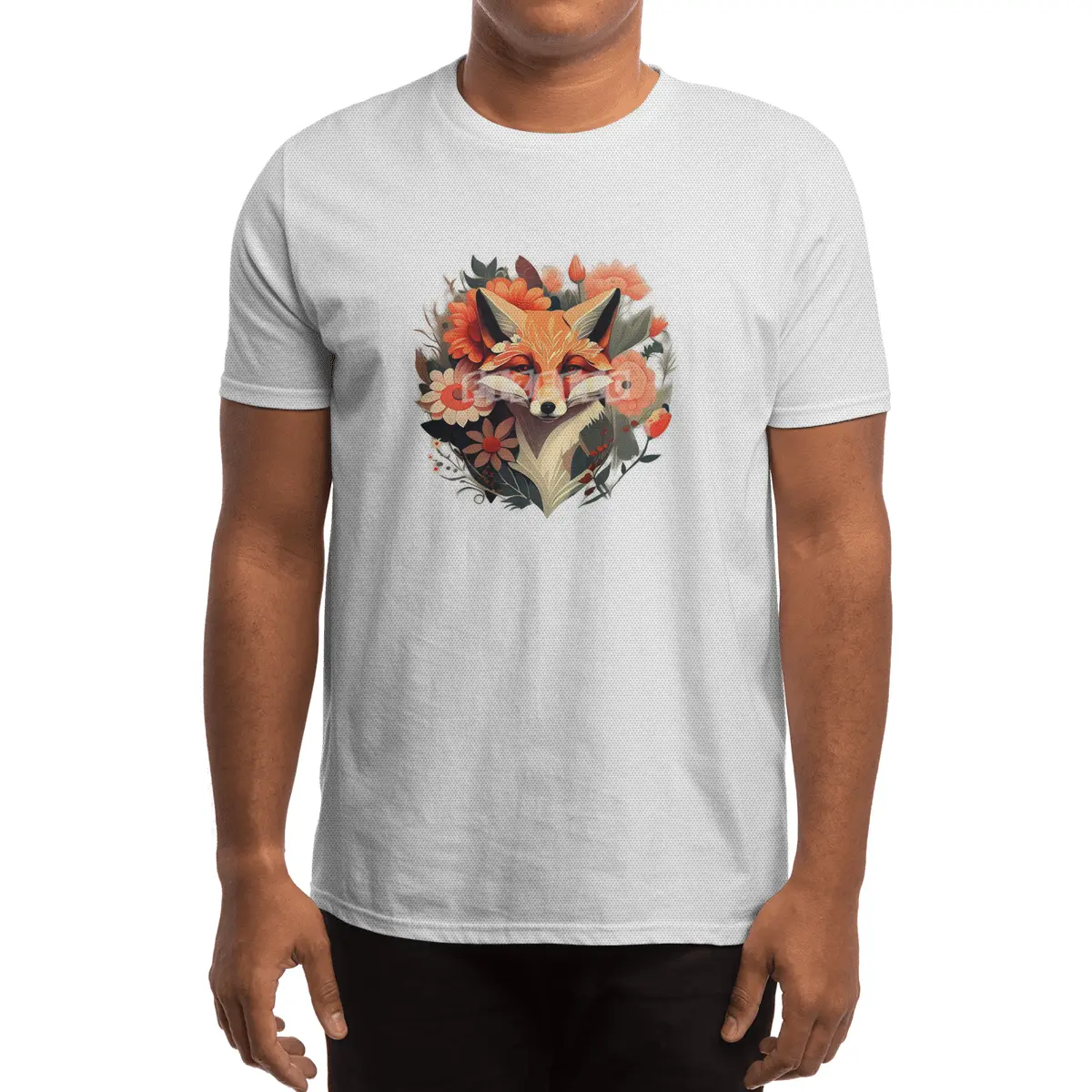 fox with flowers Spor T-Shirt