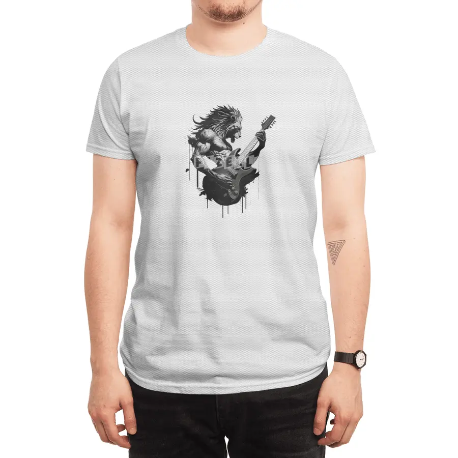 lion plays guitar Spor T-Shirt