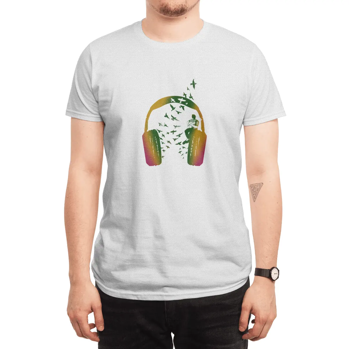 Headphone music Acoustic Guitar Spor T-Shirt