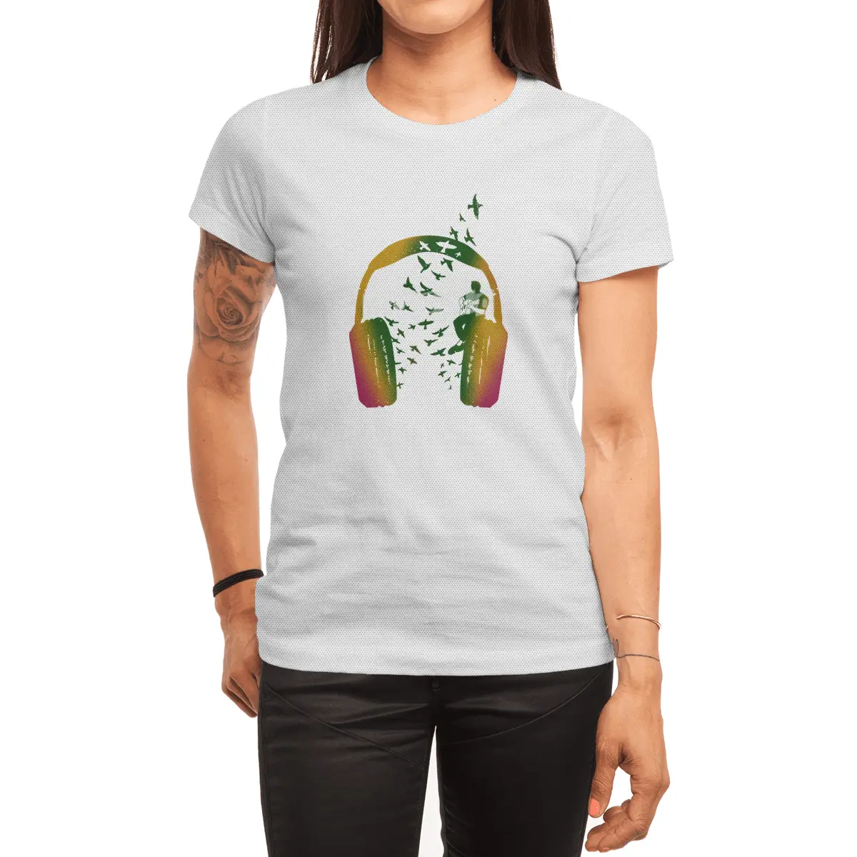 Headphone music Acoustic Guitar Spor T-Shirt