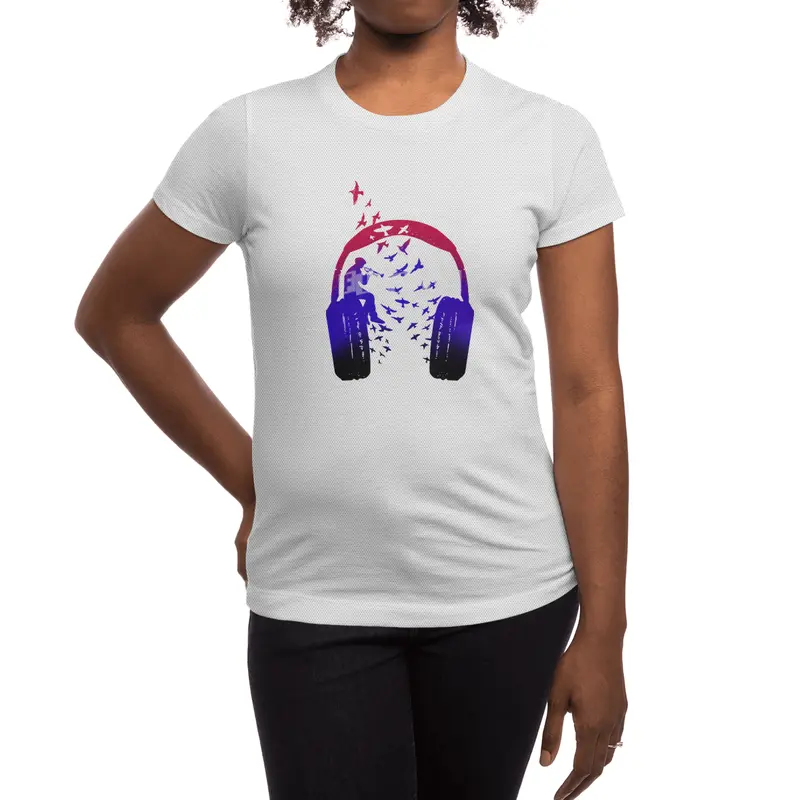 Headphone Music Bugle Spor T-Shirt