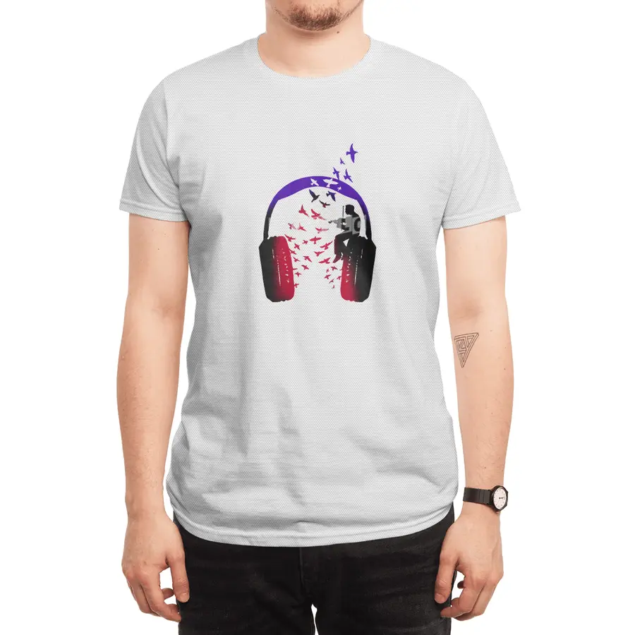 Headphone Music Violin Spor T-Shirt