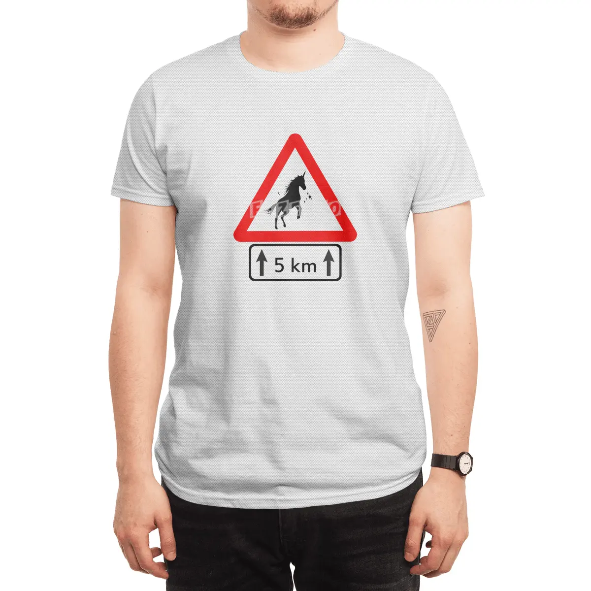 Funny Beautiful Unicorn Road Sign Shirt Spor T-Shirt