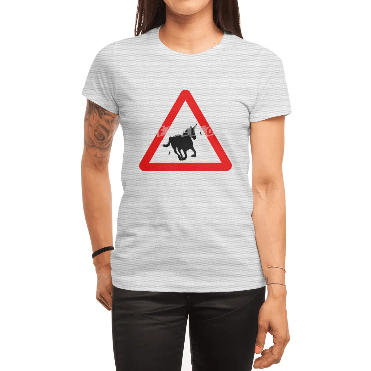 Funny Beautiful Unicorn Road Sign Shirt Spor T-Shirt