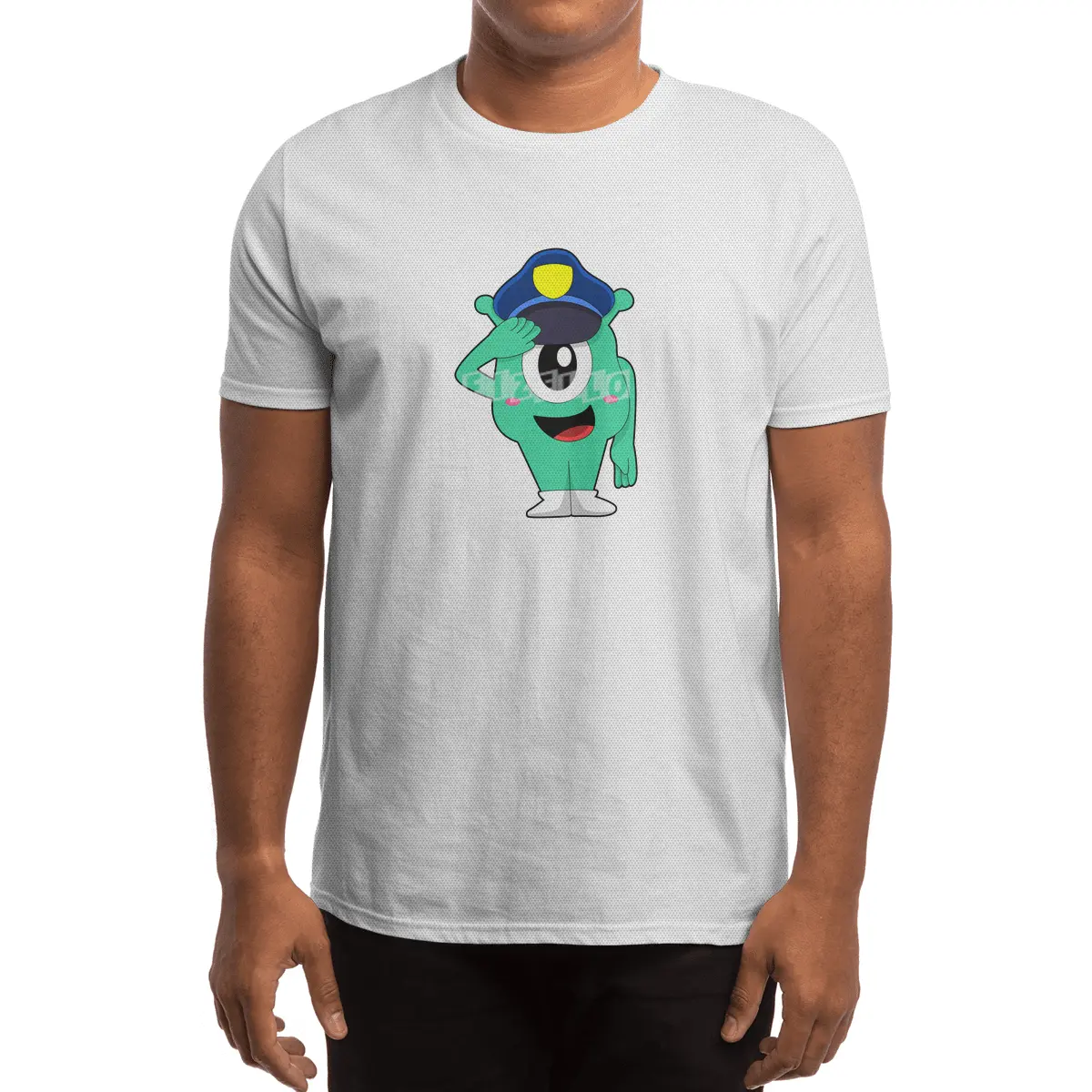 Alien as Police officer with Police hat Spor T-Shirt