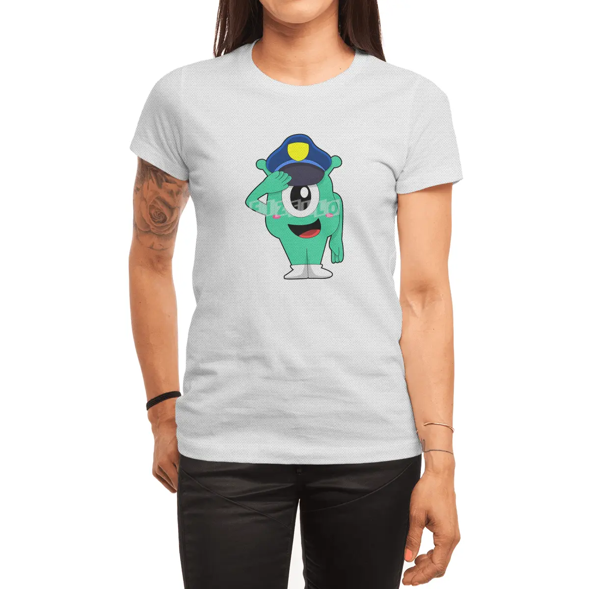 Alien as Police officer with Police hat Spor T-Shirt