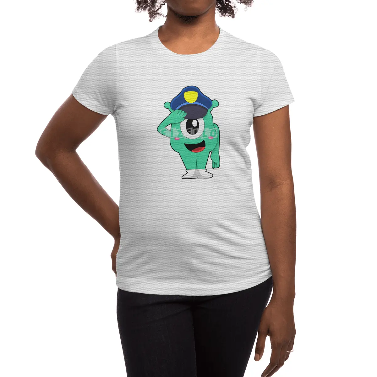 Alien as Police officer with Police hat Spor T-Shirt