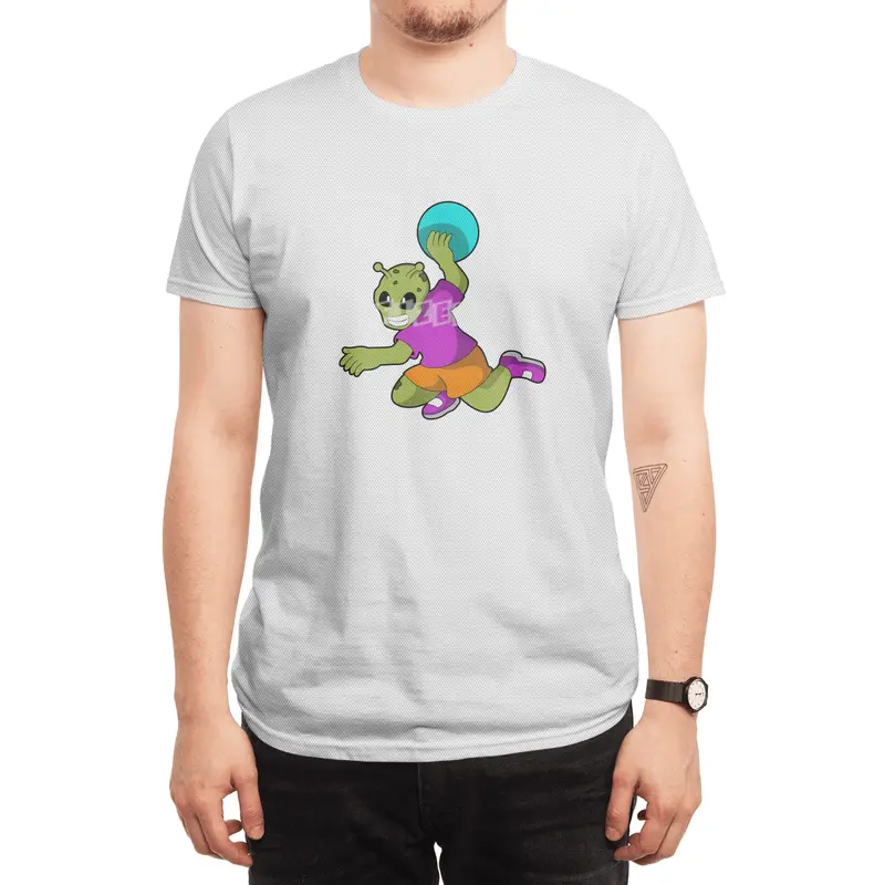 Alien at Handball player with Handball Spor T-Shirt
