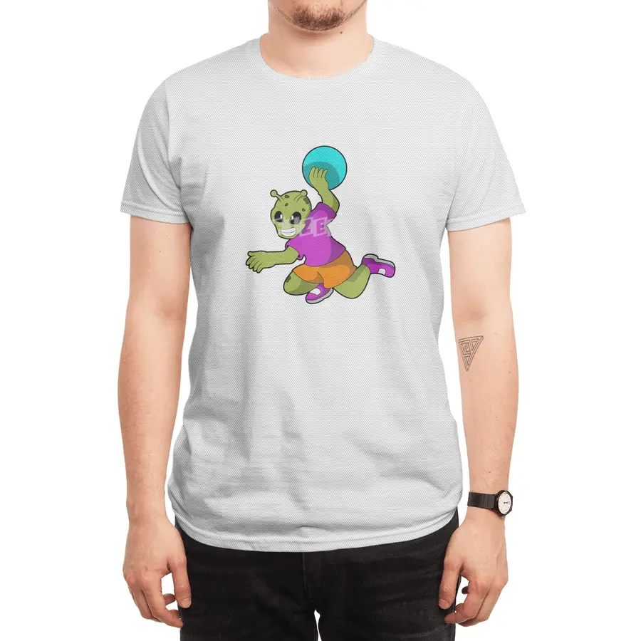 Alien at Handball player with Handball Spor T-Shirt