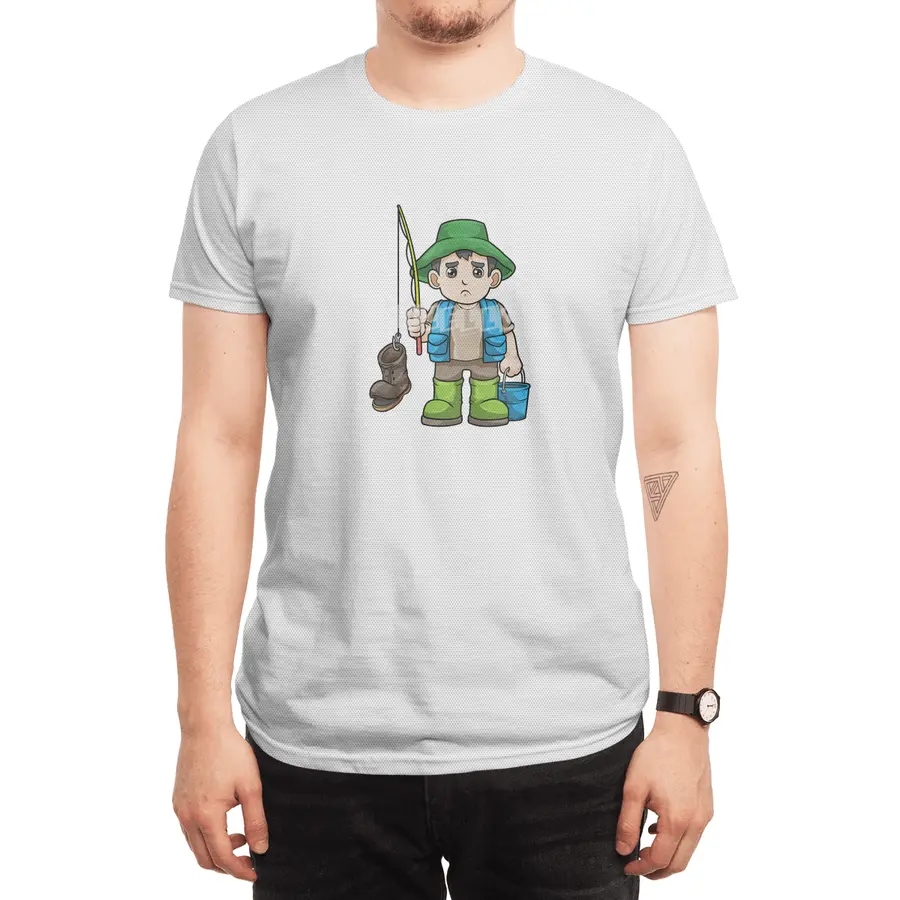 Angler with Fishing rod & Bucket Spor T-Shirt