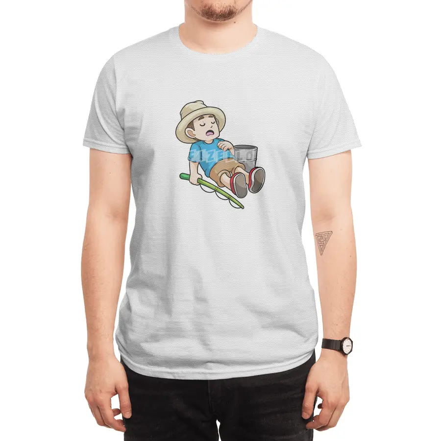 Angler with Fishing rod & Bucket Spor T-Shirt