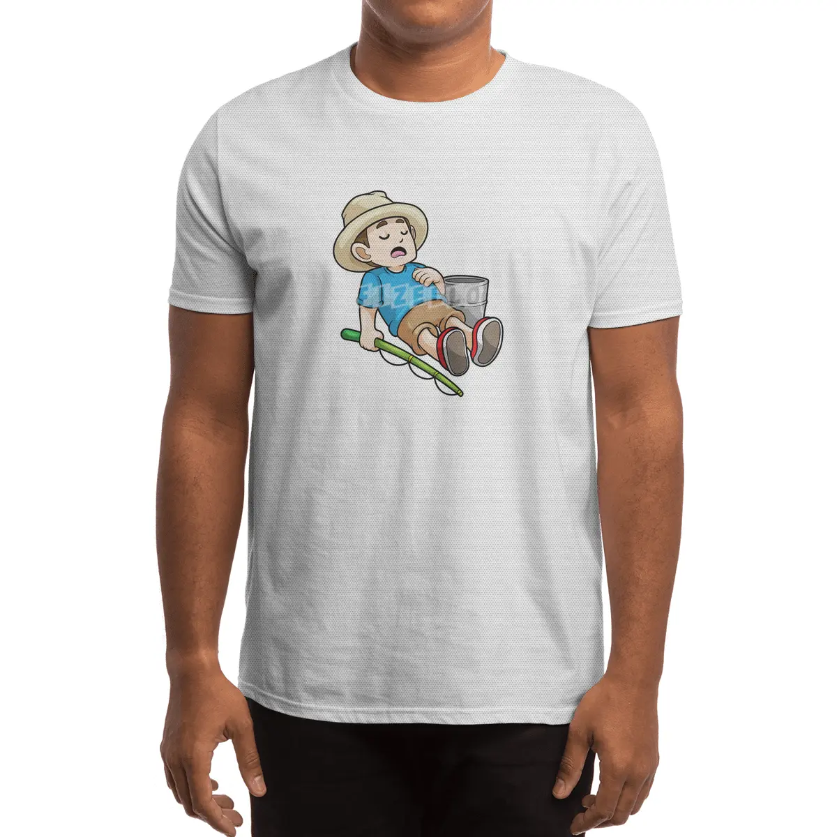 Angler with Fishing rod & Bucket Spor T-Shirt