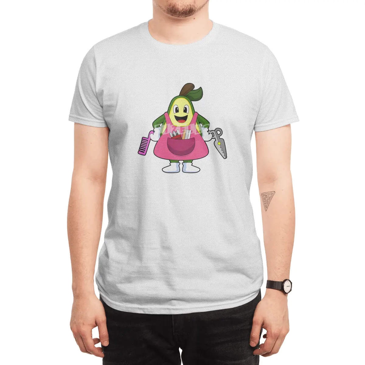 Avocado as Hairdresser with Scissors & Comb Spor T-Shirt