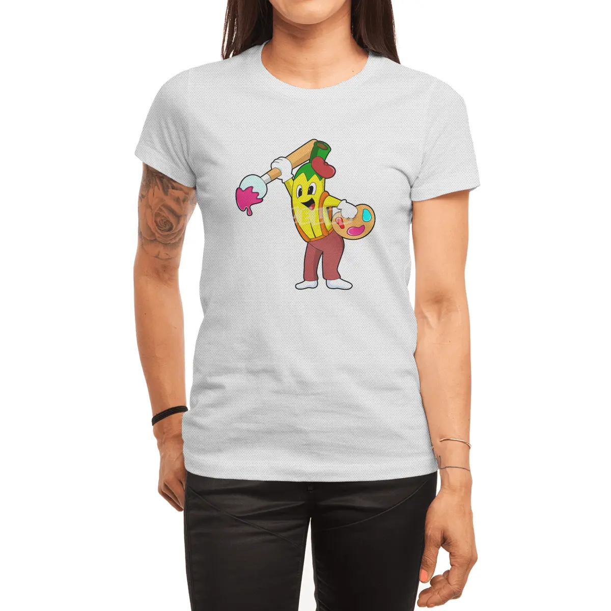 Banana as Painter with Paint brush Spor T-Shirt