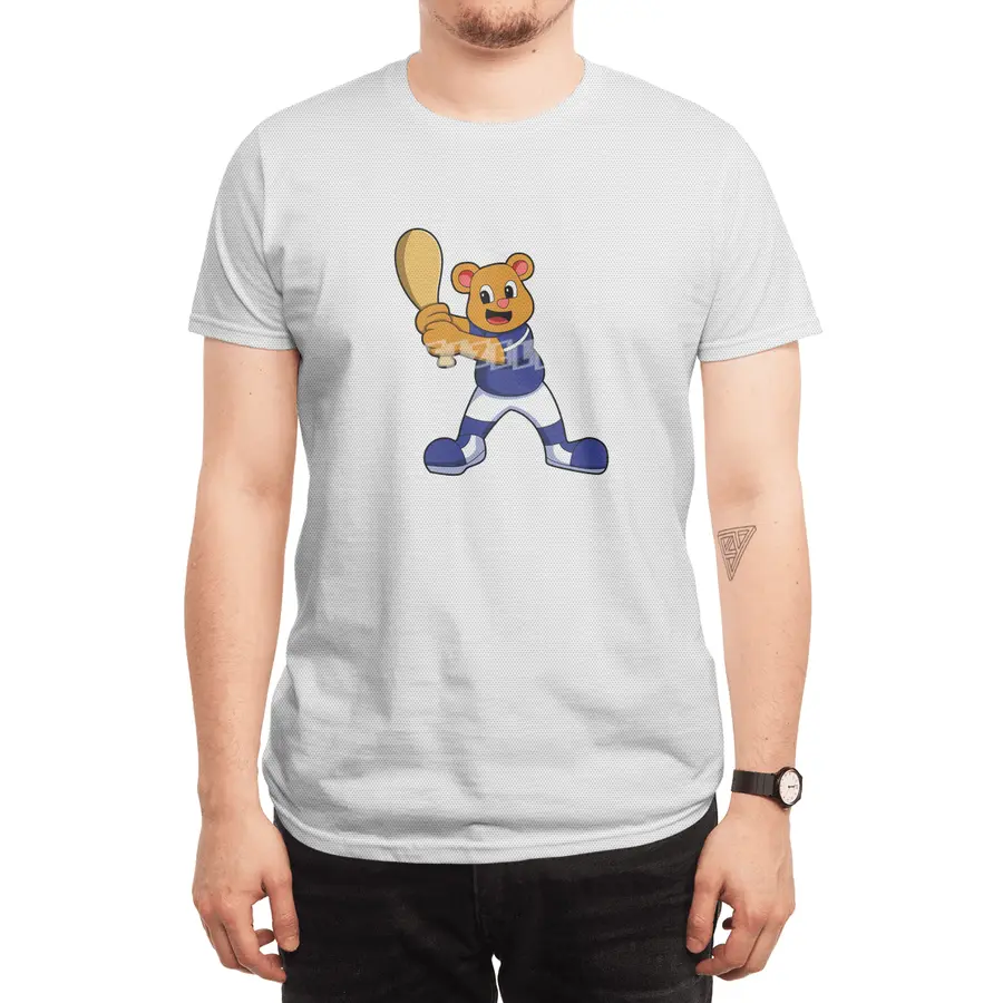 Bear as Batter at Baseball Spor T-Shirt