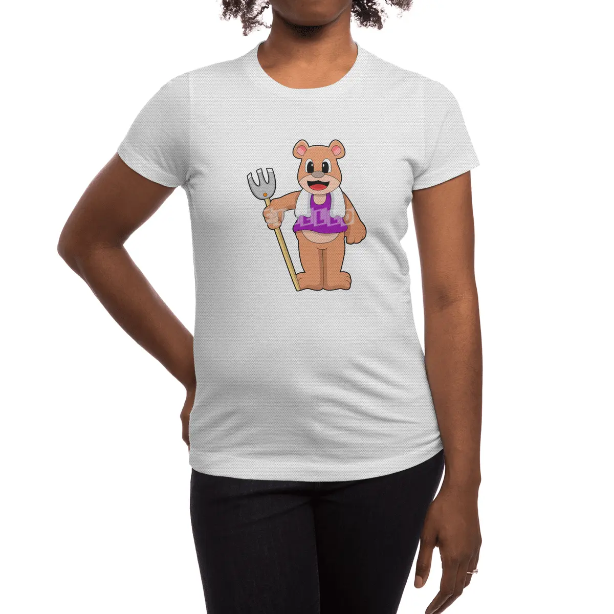 Bear as Farmer with Rake Spor T-Shirt