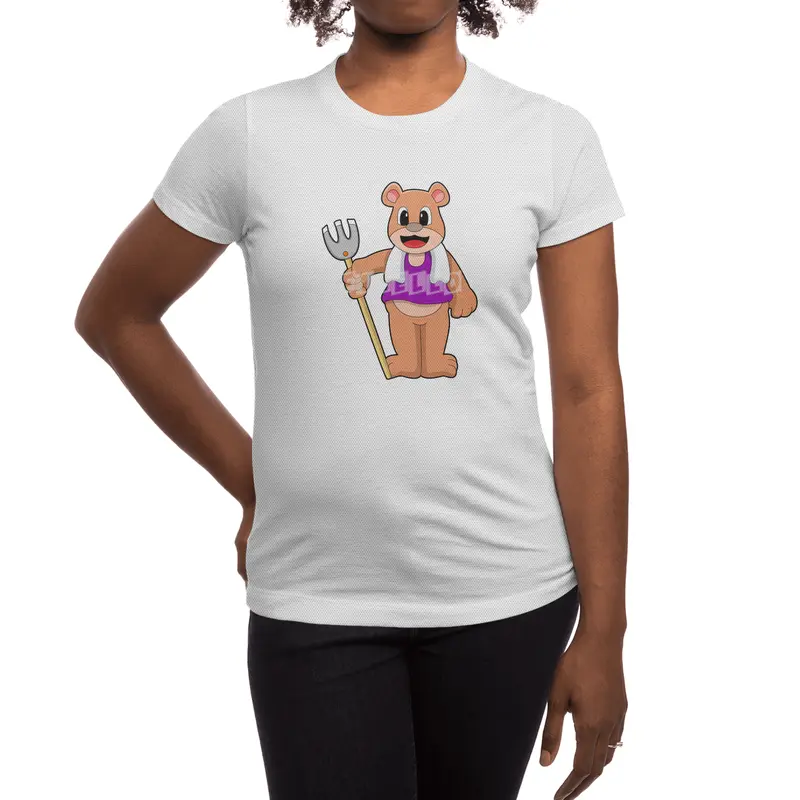 Bear as Farmer with Rake Spor T-Shirt
