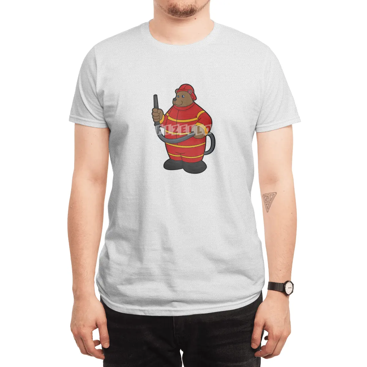 Bear as Firefighter with Hose Spor T-Shirt