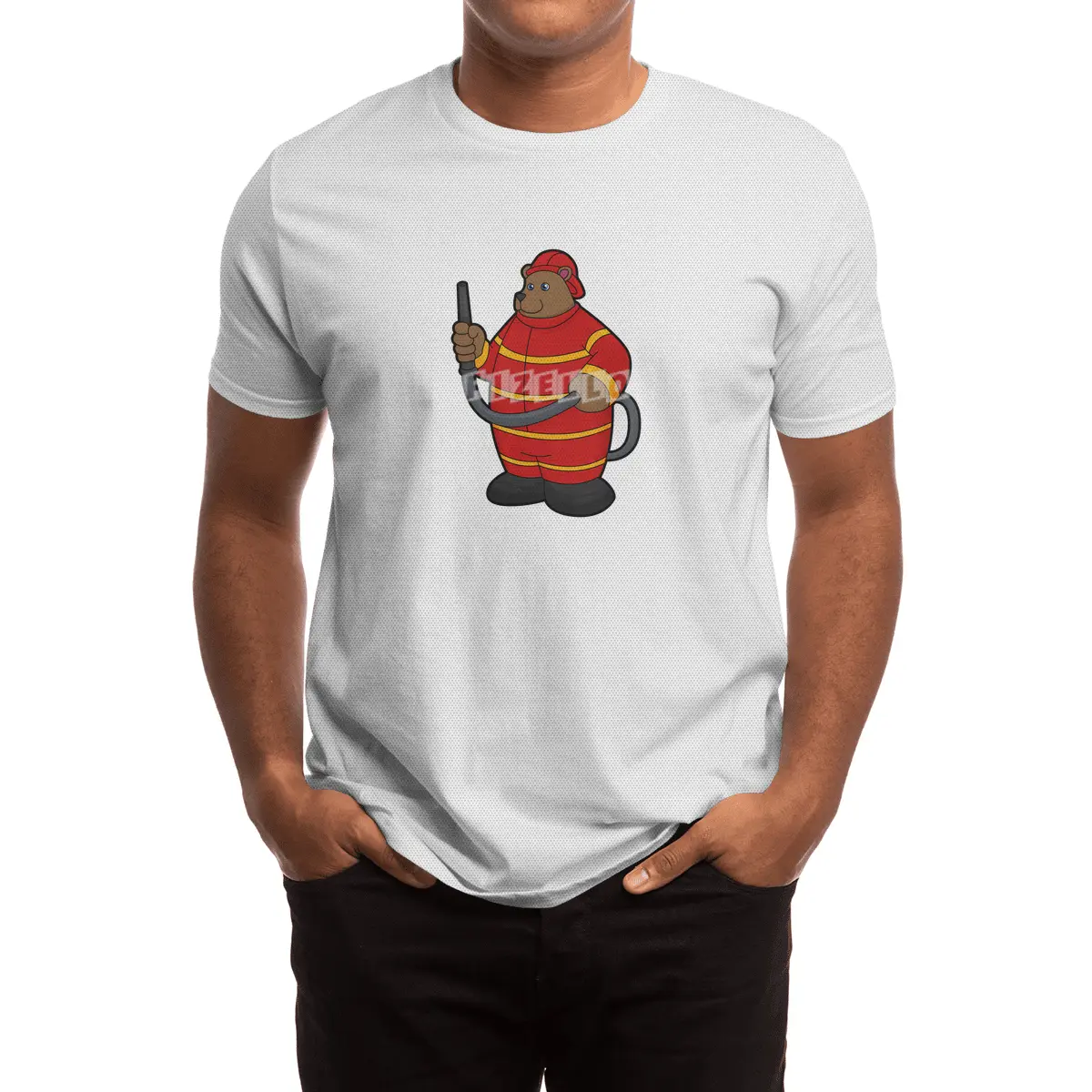 Bear as Firefighter with Hose Spor T-Shirt