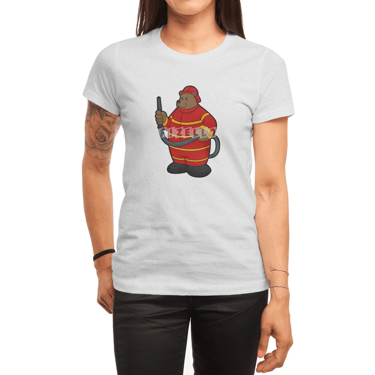 Bear as Firefighter with Hose Spor T-Shirt